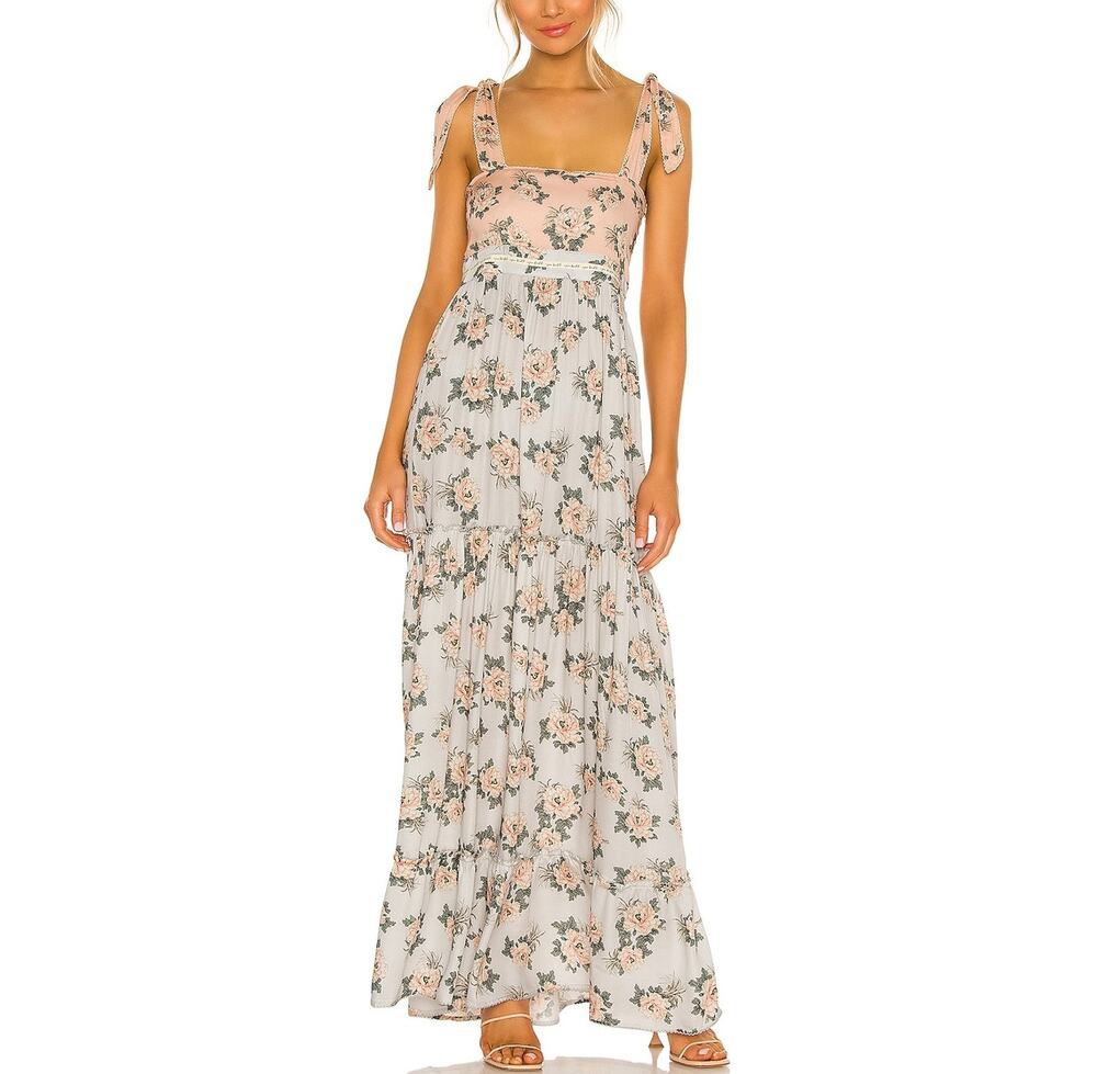 Agua Bendita Floral Multicolor Helina Zola Maxi Dress Size S